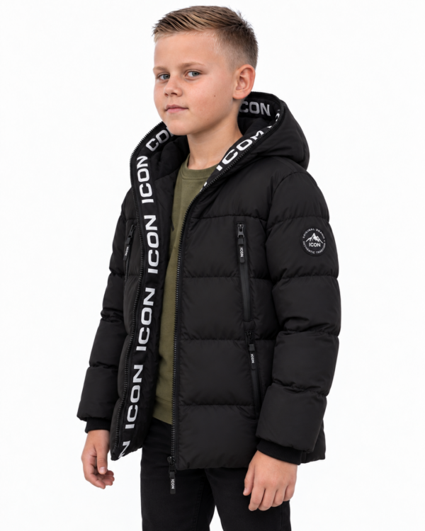ICON jongens gewatteerde winterjas met ICON-tekstband