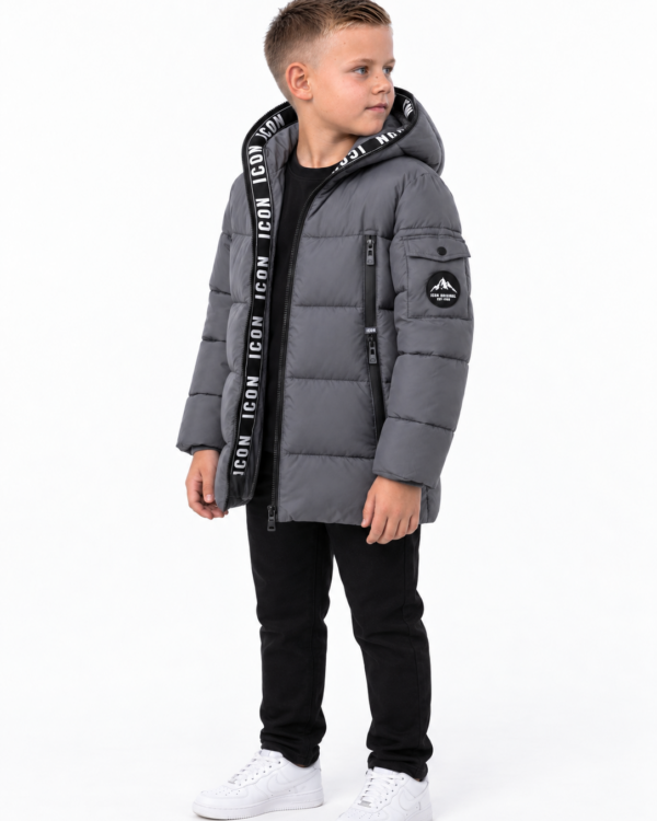 ICON jongens gewatteerde parka met ICON-tekstband