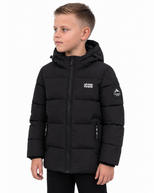 ICON jongens gewatteerde winterjas met ICON-bergprint