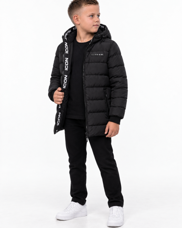 ICON jongens gewatteerde winterjas met ICON-tekstband en label