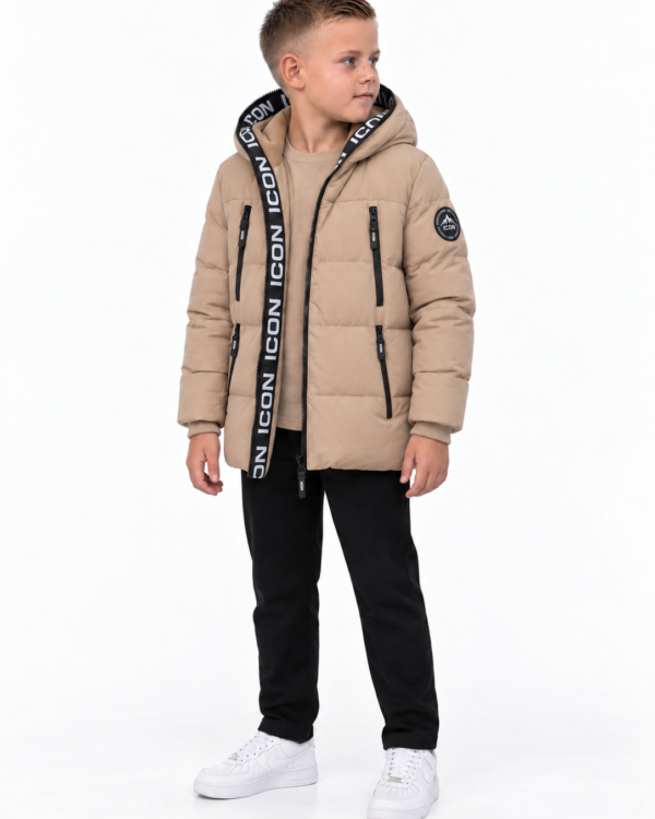 ICON jongens gewatteerde winterjas met ICON-tekstband