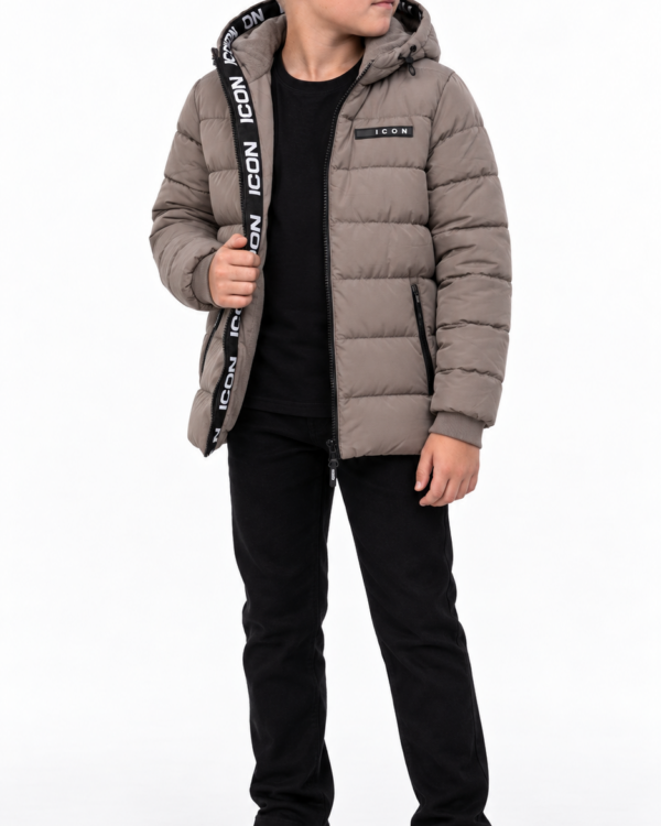 ICON jongens gewatteerde winterjas met ICON-tekstband en label