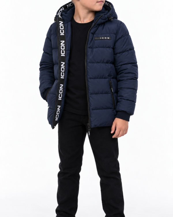 ICON jongens gewatteerde winterjas met ICON-tekstband en label