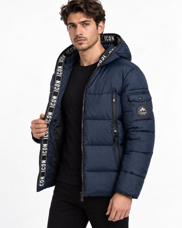 ICON heren gewatteerde parka met ICON-tekstband en flapzak