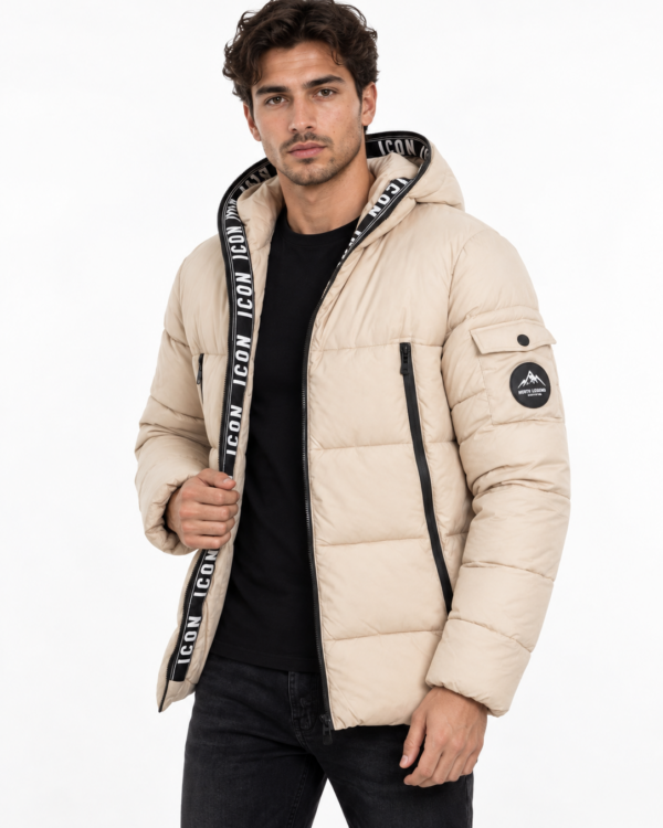 ICON heren gewatteerde parka met ICON-tekstband en flapzak