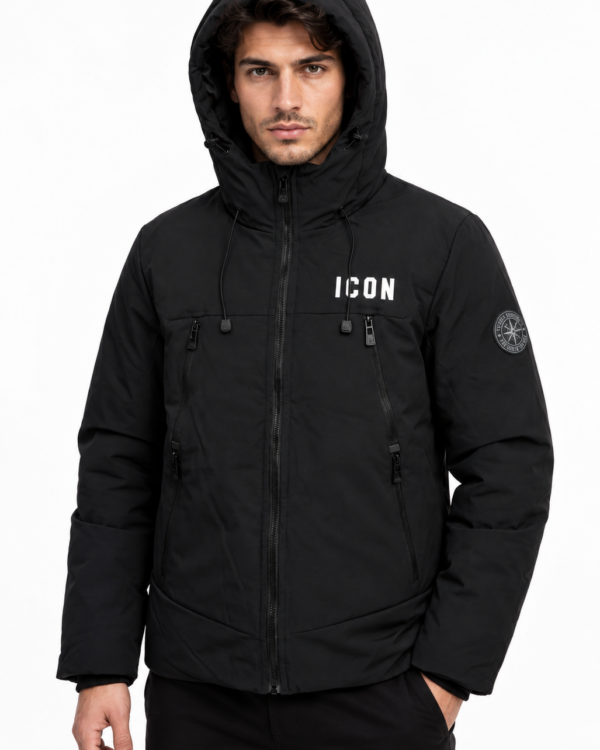 ICON heren technische winterjas met ICON-logo en kompasembleem