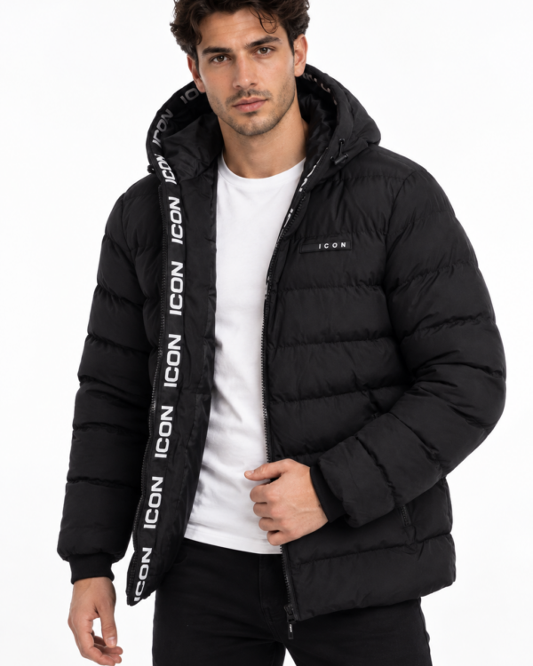 ICON heren gewatteerde winterjas met ICON-tekstband en label