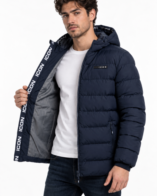 ICON heren gewatteerde winterjas met ICON-tekstband en label