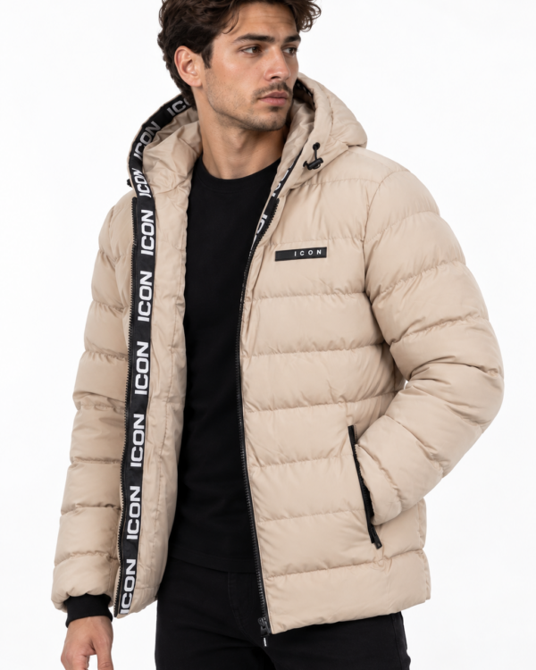 ICON heren gewatteerde winterjas met ICON-tekstband en label