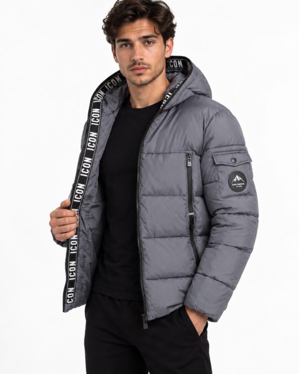 ICON heren gewatteerde parka met ICON-tekstband en flapzak