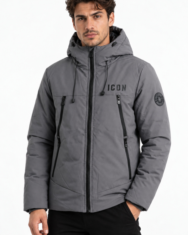 ICON heren technische winterjas met ICON-logo en kompasembleem